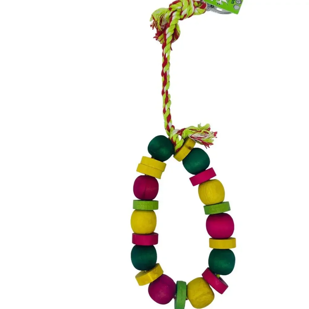 Rope And Multicolor Wooden Circle Bird/Parrot Toy Chew 14